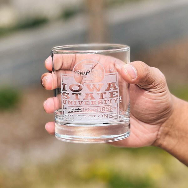 Iowa State University Go Cyclones 1858 Ultra Engraved Rocks Glass (12oz.)